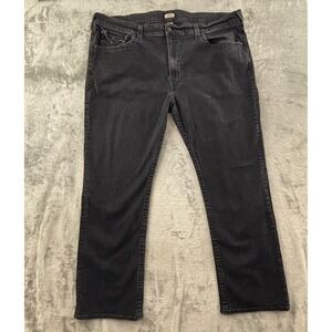 True Religion Ricky Relaxed Straight Jeans Mens 50 Black Denim Flap 33" Inseam